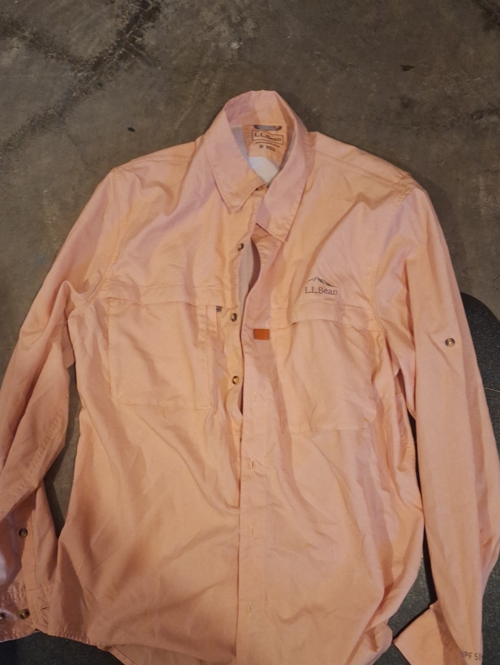 L.L. Bean Womens Light Orange Sun Shirt Spf 50